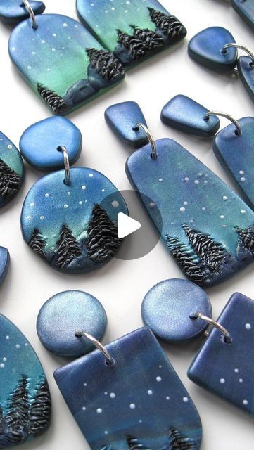 Northern Lights Earrings, Mountain Earrings, Better Late Than Never, Nature Earrings, Polymer Crafts, Light Earrings, The Northern Lights, Polymer Clay Tutorial, Easy Peasy