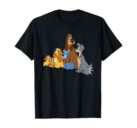 Official Disney Merchandise Disney Lady and the Tramp Tee Shirt for Men, Women, Boys, and Girls Solid colors: 100% Cotton; Heather Grey: 90% Cotton, 10% Polyester; All Other Heathers: 50% Cotton, 50% Polyester Machine wash cold with like colors, dry low heat Lightweight, Classic fit, Double-needle sleeve and bottom hem Tramp Dog, Disney Lady And The Tramp, 90s Clothes, 90s Shirts, 90s Outfit, Lady And The Tramp, Disney Merchandise, Disney Ladies, Winter Clothes