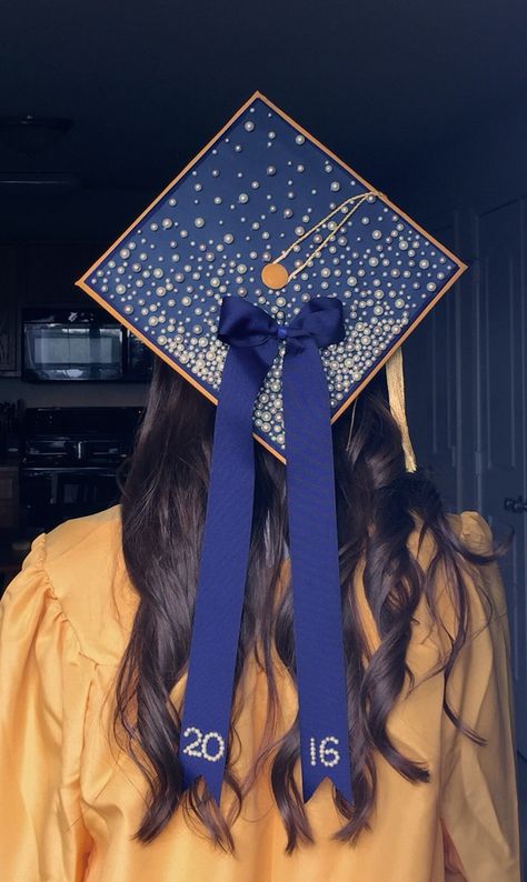 My WVU graduation cap Prom Hat Ideas, Navy Cap And Gown Graduation Outfit, Graduation Cap Designs Navy Blue, Ucsd Grad Cap, Blue Cap Ideas For Graduation, Purple Cap And Gown Graduation Outfit, Blue Grad Cap Decoration, Wvu Graduation Cap, Graduation Cap Designs No Words