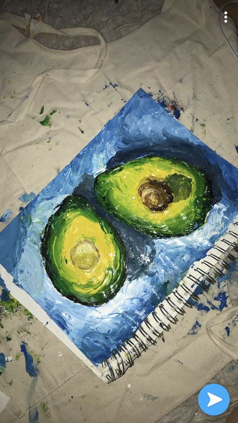 Paint Spatula Art, Acrylic Spatula Painting, Spatula Painting, Avocado Art, Avocado Egg, Painting Art Projects, Black Backgrounds, Still Life, Starry Night