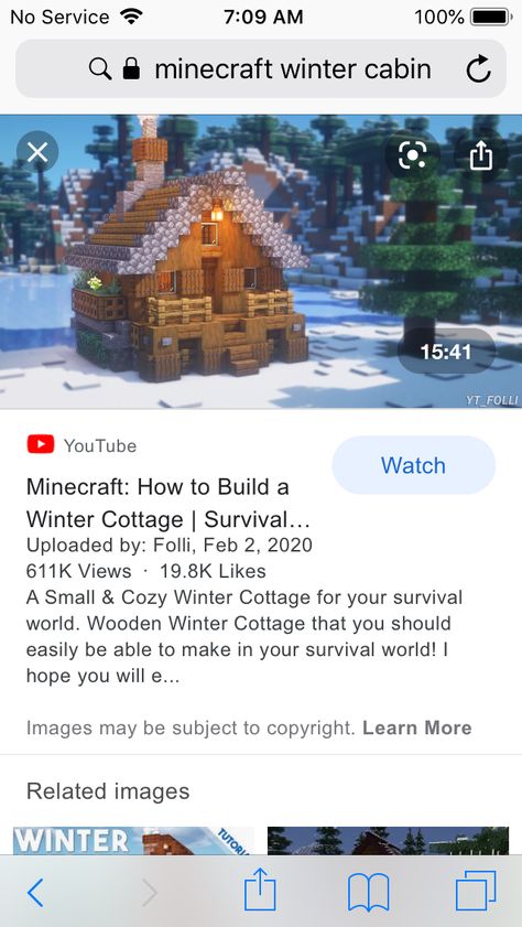 Minecraft Idea, Survival Project, Winter Cottage, Minecraft Survival, Winter Cabin, Minecraft, Lego, Cottage, Cabin