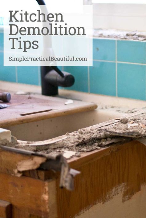 Kitchen demolition tips | How to demo a kitchen | removing tile | tearing out kitchen cabinets | repairing a wall | kitchen renovation Kitchen Cabinets Repair, Cabinet Repair, Dream Home Ideas, Homemade Toilet Cleaner, Hardwood Floor Cleaner, Cleaning Painted Walls, Glass Cooktop, Deep Cleaning Tips, Clean Dishwasher