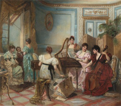 BREVAL (THE CONCERT IN THE SALON) Impressionism Music, 19th Century Aesthetic, 20th Century Music, Salon Signs, Romantic Woman, Regency Romance, Music Instrument, Music Pictures, Wallpaper Dekstop