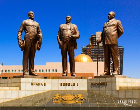 Three Dikgosi (Chiefs) Monument in CBD, Gaborone, Botswana. Southern Africa, Urban Photography, Botswana, Monument, Movie Posters, Photography, Travel, Film Posters