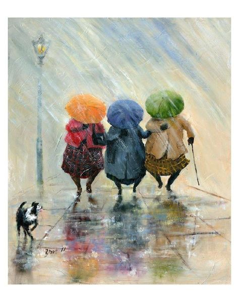 Des Brophy Umbrella Art Painting, Painting Umbrella, Umbrella Art, Walking In The Rain, Wow Art, Human Art, Painting Class, 인물 사진, In The Rain