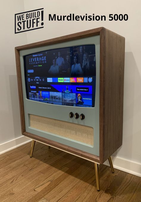 Old Tv Upcycle, Vintage Tv Console, Retro Tv Stand, Prop House, Teal Paint, Retro Gaming Art, Retro Gadgets, Vintage Knobs, Gaming Art