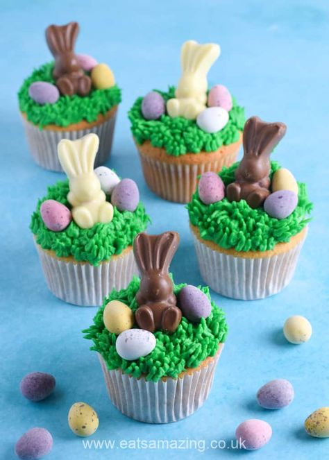 Easy Easter Cupcakes, Easter Cupcake Recipes, Easter Cupcakes Easy, Healthy Easter Recipes, Easter Fun Food, Easter Cooking, Easter Bunny Cupcakes, Spring Cupcakes, Easy Easter Desserts