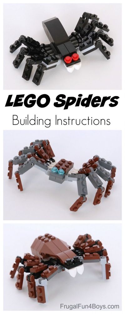 LEGO Spiders Building Instructions - Frugal Fun For Boys and Girls Lego Learning, Lego Hacks, Lego Challenge, Lego Club, Lego Diy, Lego Animals, Lego Activities, Lego Craft, Lego Storage