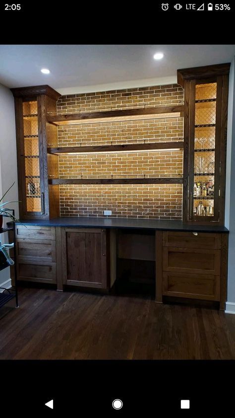 Office Bourbon Bar, Speakeasy Inspired Basement, Bourbon Den Ideas, Classy Basement Bar Ideas, Bourbon Bars Home, Office Bourbon Room, Built In Bourbon Cabinet, Speakeasy Style Home Bar, Bourbon Room Ideas Modern