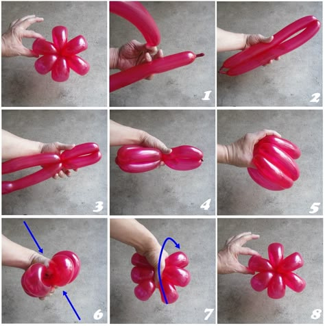 Petales para hacer Balloon Flowers Diy Tutorials, Balloon Animals Easy Step By Step, Easy Balloon Animals, Flower Balloons Diy, Balloon Flower Decorations, Balloon Bouquet Diy, How To Make Balloon, Twisting Balloons, Balloon Crafts