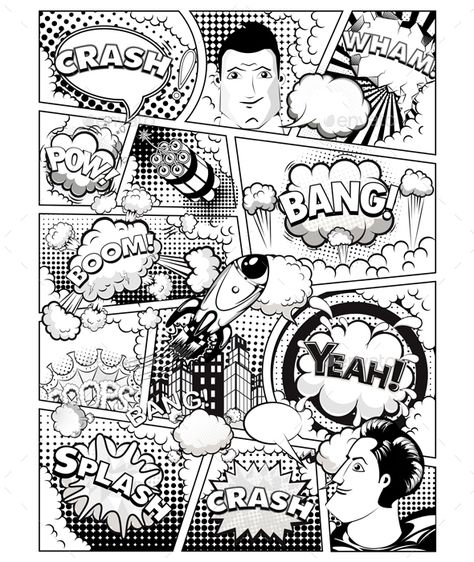 Black and White Comic Book Page #Ad #White, #AD, #Black, #Comic, #Page Black And White Comic Book Wallpaper, Anime Comic Background Black And White, Comic Book Drawing Sketches, Comic Book Black And White, Comic Black And White, Pop Art Black And White, Comic Format, Black And White Pop Art, Superhero Background