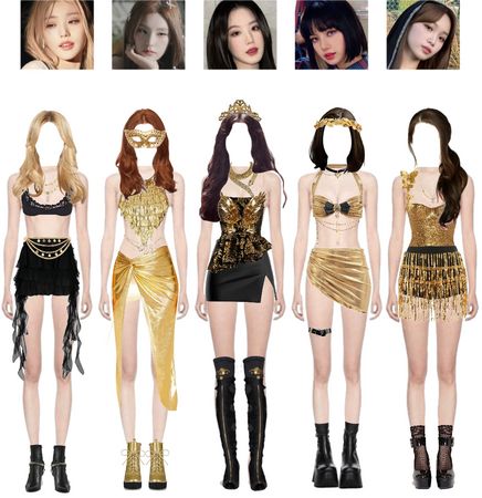 Venus Outfits, Ideas For Blonde Hair, Kpop Fits, Preformance Outfits, Side Ponytail, Outfit Png, Gold Outfit, Hair Png, Stage Outfit