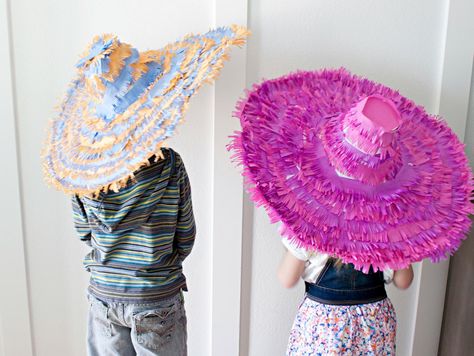 How to Make Fiesta Sombreros Diy Sombrero Mexican Hats, Paper Plate Hats, Mexican Hats, Taco Twosday, Cinco De Mayo Celebration, Stringing Beads, Papel Picado Banner, Fiesta Party Decorations, Mexican Hat