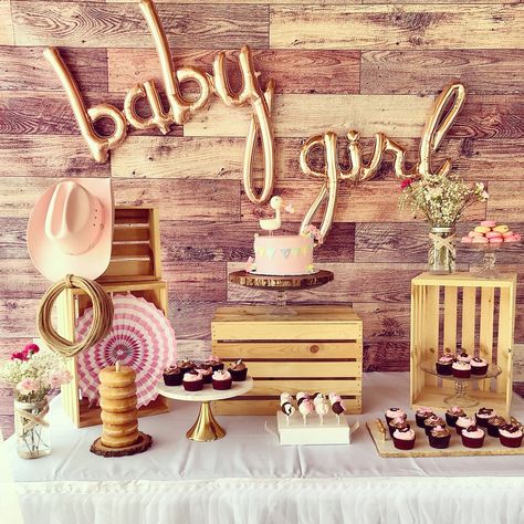 Cow girl theme baby shower ideas Pony Baby Shower Theme, Rustic Baby Girl Shower Ideas, A Little Cowgirl Is On Her Way Baby Shower Ideas, Rodeo Baby Shower Ideas Girl, Country Baby Shower Ideas Girl, Holy Cow Baby Shower Theme Girl, Cowgirl Baby Shower Decorations, Horse Theme Baby Shower Ideas, Country Girl Baby Shower Ideas