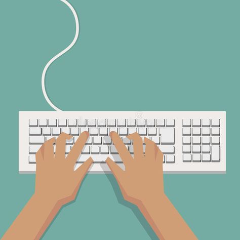 Flat Hands typing on white keyboard with cable. And pastel background stock illustration White Keyboard Wallpaper, Typing Illustration, Keyboard Illustration, White Keyboard, Product Illustration, Planet Drawing, Lace Blouse Design, Keyboard Typing, Isometric Art