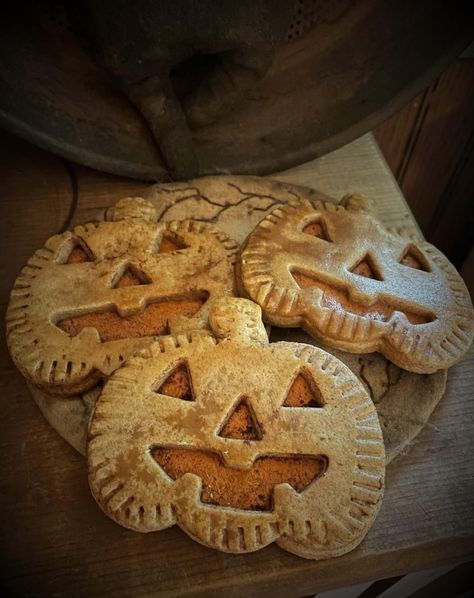 "Primitive Rustic Farmhouse Faux Jack o Lantern Cookies~ Halloween Bowl Fillers~Pumpkin Filled~Lightly Scented~Halloween Ornies  ~Handmade & Baked with Love to Prim Perfection~ Each \"cookie\" is unique and measures approximately 4\" x 4\" and is lightly Cinnamon~Vanilla~Clove Scented & Sealed. Only natural ingredients are used. No artificial ingredients or scented oils. The scent comes from the Cinnamon, Vanilla, and Cloves in the recipe and is very subtle.  I use natural spices for color. I do Faux Cookies, Halloween Bowl Fillers, Jack O Lantern Cookies, Primitive Pumpkins, Cookies Halloween, Pumpkin Bowls, Primitive Pumpkin, Faux Food, Farmhouse Halloween