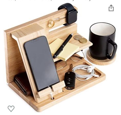 Man Desk, Nightstand Organizer, Phone Docking Station, Wooden Docking Station, Nightstand Organization, Ups System, Phone Watch, Apple Watch Charger, Office Planners