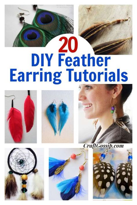 Feather Necklace Diy, Diy Feather Earrings, Feather Earrings Diy, Lava Bead Jewelry, Beads Jewelry Making Tutorials, Feather Crafts Diy, Diy Feather, Feather Diy, Peacock Feather Earrings