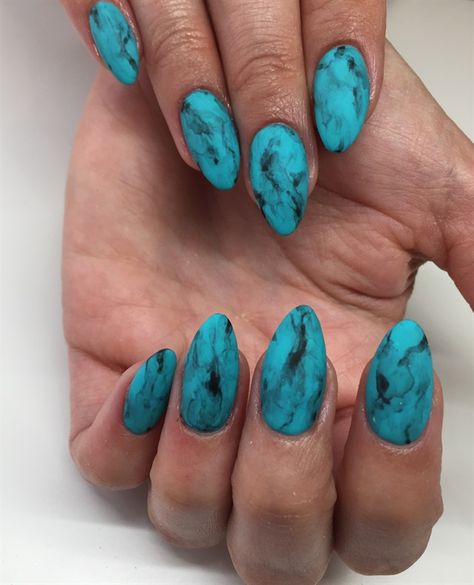 Turqoise Nails Western, Turquoise Design Nails, South Western Nails, Turquoise Nail Design, Fall Turquoise Nails, Black And Turquoise Nails Western, Outdoorsy Nails, Tourquise Nails, Turquoise Nails Acrylic