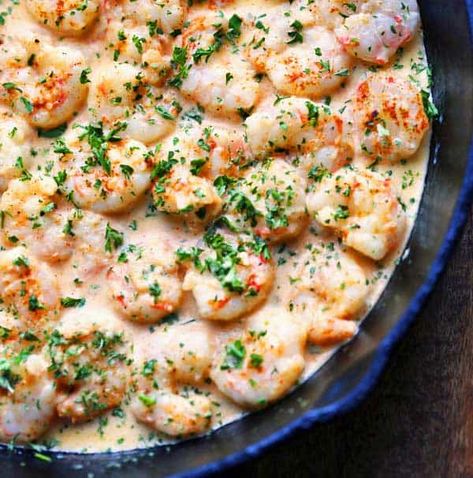 Quick And Easy Healthy Dinner Recipes Clean Eating Low Carb, Shrimp In Cream Sauce, Shrimp Dinners, Flavorful Shrimp, Cream Sauce Recipe, Keto Seafood, Menu Sarapan Sehat, Recipes Shrimp, Resep Seafood