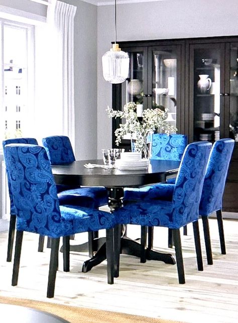 Dining Room Glam, Dinning Tables, Royal Blue, Dining Room, House Design, Sofa, Living Room, Blue, Design