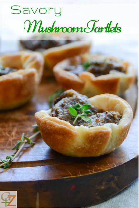 Savory Mushroom Tartlets Savory Canapes, Savory Tartlets, Mushroom Cups, Mushroom Tartlets, Mini Tartlets, Mushroom Tart, Mushroom Appetizers, Tartlets Recipe, Portobello Mushroom