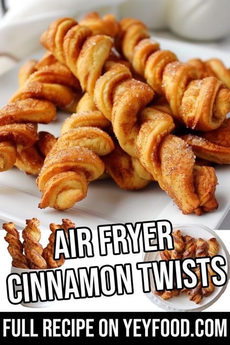 Yummy Air Fryer Desserts, Air Fryer Pie Crust Recipes, Air Fryer Cinnamon Twists, Airfryer Dessert Recipes Easy, Breakfast Ideas Air Fryer, Easy Air Fryer Desserts, Cinnamon Twists Recipe, Quick Air Fryer Recipes, Air Fryer Dessert Recipes