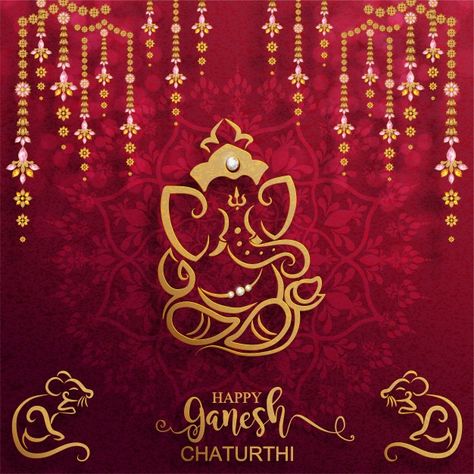 Festival of ganesh chaturthi with golden... | Premium Vector #Freepik #vector #festival #elephant #indian #religion Ganesh Festival Wishes In Kannada, Ganesha Festival Wishes In Kannada, Ganesh Chaturthi Wishes In Kannada, Ganapati Images, Ganesh Chaturthi Greetings, Ganesha Festival, Happy Ganesh Chaturthi Wishes, Elephant Indian, Elegant Banners