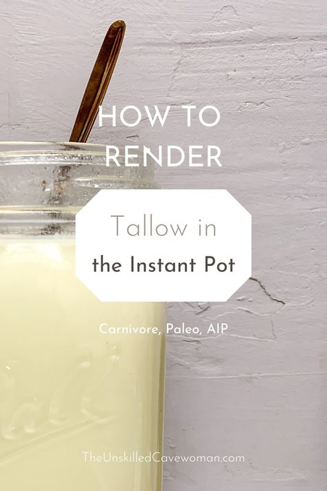 How to Render Tallow in the Instant Pot for an #AnimalBased, #Paleo, #Carnivore, & #AIP cooking fat!⁠ ⁠ This is by far my favorite method to render animal fats. It's fast, it's easy, and it's low maintenance to boot. ⁠ ⁠ I mean, what cooking method is better than pressing a button and walking the heff away from the kitchen?⁠ ⁠ Learn how to make this liquid gold that is full of nourishing health benefits and magical unicorn properties.⁠ Render Tallow, Bone Broth Instant Pot, Tallow Recipe, Making Bone Broth, How To Render, Chicken Liver Pate, Beef Gelatin, Canned Food Storage, Potted Beef