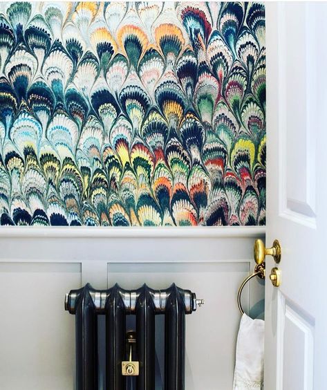 Beata Heuman on Instagram: “Regram from wonderful @salvesengraham using our wallpaper in a recent project 💙🧡💚❤️Thank you! Email info@beatheuman.com for samples.” Half Bath Wallpaper, Fabulous Wallpaper, Beata Heuman, Thank You Email, Floral Wallpapers, Downstairs Loo, Downstairs Toilet, Bold Wallpaper, Painting Wallpaper