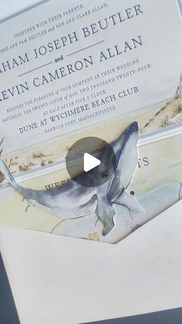 Studio R on Instagram: "Happy wedding weekend, Graham and Kevin! Wishing you two the very best! 💕❤️

We had a blast designing this couple's New England-inspired wedding invitations, from their letterpress folio to the sweetest watercolor whale rehearsal dinner insert! 🐋 

#watercolorwedding #newenglandwedding #massachusetts #wychmerebeachclub #whale #uniqueweddinginvitations #letterpress #weddinginspiration #weddinginvitations #weddinginspo #newlyweds #love #artistsofinstagram #handpainted #watercolor" Wychmere Beach Club, Watercolor Whale, Unique Wedding Invitations, Wedding Weekend, Happy Wedding, Watercolor Wedding, Having A Blast, Rehearsal Dinner, Rehearsal Dinners