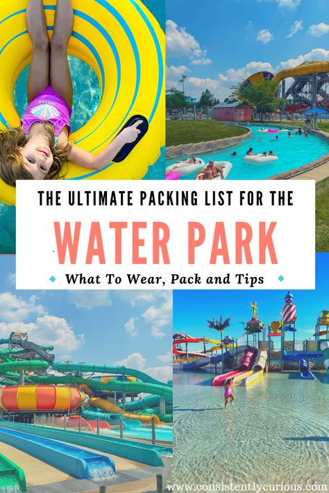 ultimate packing list for the waterpark Outfit Ideas For Water Park, What To Pack For A Water Park, Outfits For Water Parks, What To Wear To Water Park, Outfit For Water Park, Water Park Packing List, Water Park Essentials, Water Park Outfit Ideas, Waterpark Outfit Ideas