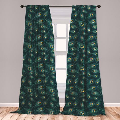 Peacock Bedroom, Dark Drapes, Window Scarf, Window Treatments Living Room, Peacock Decor, Boho Curtains, Modern Windows, Rod Pocket Curtain Panels, Rod Pocket Curtains