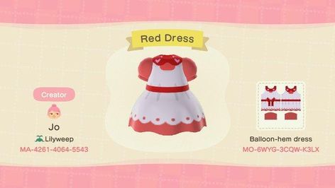 Red Acnh Design, Acnh Red Dress Code, Red Animal Crossing Clothes, Acnh Long Dress Design Grid, Animal Crossing Strawberry Dress, Red Dress Design, Rune Factory 4, Dress Creator, Website Making