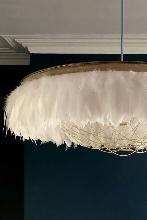 Fabulous Feather Chandelier Featuring Chains - Gloria - White from Rockett St George Rockett St George Rocket St George, Feather Light Shade, Nursery Lights, Hotel At Home, Florida Dining Room, Tea Room Design, Clinic Room, Quirky Table, Fringe Chandelier