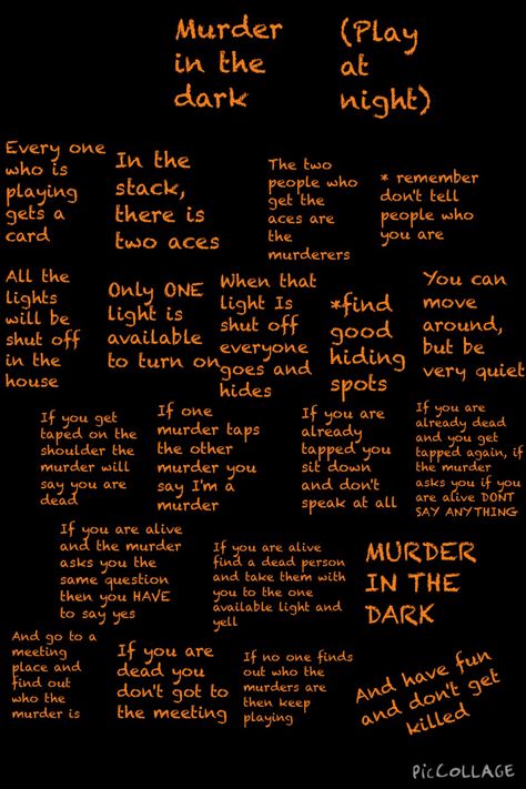 Murder in the dark Games To Make With Paper, Mafia Game Rules, Fall Party With Friends, Halloween Game Ideas For Teens, Games To Play In The Dark, Fun Games For Teenagers, Fun Sleepover Activities, Sleepover Stuff, Teen Sleepover Ideas