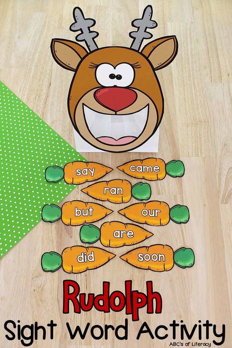 Sight Word Christmas Activities, Reindeer Kindergarten, Christmas Sight Word Activities, December Preschool Activities, Reindeer Crafts For Kids, Reindeer Activities, Intervention Teacher, Christmas Literacy Activities, Sight Words Activity