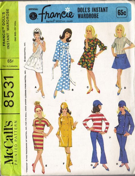 Tuck Dress, Barbie Sewing, Barbie Sewing Patterns, Barbie Doll Clothing Patterns, Dolls Clothes Diy, Barbie Patterns, Mccalls Sewing Patterns, Easy Reading, Pattern Pieces