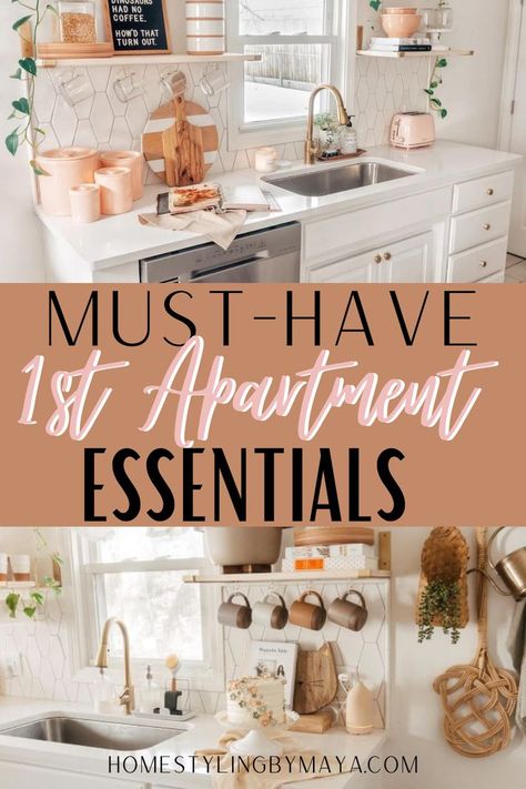 Apartment Shopping List, Apartment Cleaning Supplies, First Apartment Bathroom, Apartment Bathroom Essentials, First Apartment Budget, First Apartment Bedroom, Essentials First Apartment, Apartment Checklist Essentials, Apartment Kitchen Essentials