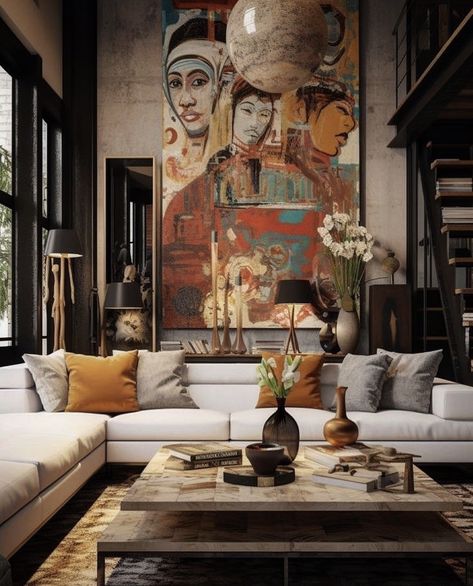 Modern Traditional Living Room Ideas, Rust Bathroom, Modern Art Deco Living Room, Modern Eclectic Interior Design, Modern Traditional Living Room, Modern Eclectic Interior, Living Luxury, Eclectic Interior Design, Design Exterior