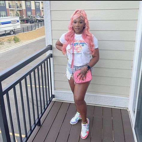 Cotton Candy Dunks Outfit, Baddie Easter Outfits, Outfits With Fruity Pebbles Dunks, Outfits With Candy Dunks, Candy Dunks Outfit, Candy Dunks, Easter Dunks, Tripple Pink Dunks Fits, Sophomore Outfits