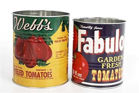 Set of 2 Vintage Tomato Tins. Kitchen Office Storage. Retro Shabby Chic: Amazon.co.uk: Kitchen & Home Tomato Storage, Italian Tomatoes, Herbs And Plants, Tin Kitchen, Lata Vintage, Plant Pot Holders, Tin Cans, Food Display, Kitchen Worktop