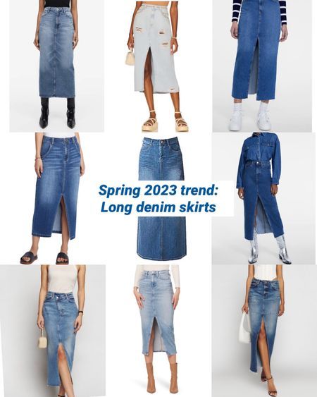 Midi Denim Skirt Outfit Spring, Denim Pencil Skirt Outfit, Maxi Denim Skirt Outfit, Midi Skirt Outfits Summer, Denim Skirt Outfit Summer, Skirts For Spring, Denim Midi Skirt Outfit, Long Denim Skirt Outfit, Long Denim Skirts