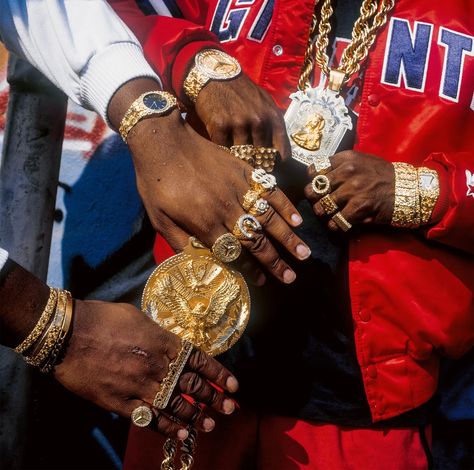 The History of Hip-Hop, as Told Through the Jewelry That Defined It | Vanity Fair Gold Chain Hip Hop, Hip Hop Jewelry Chains, Multi Finger Rings, Gold Grill, History Of Hip Hop, Hip Hop Chains, Hip Hop Rings, Gucci Brand, Run Dmc