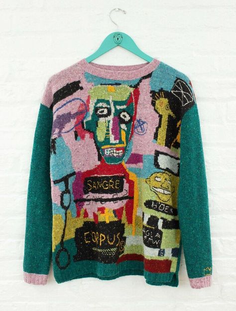 Basquiat Art, Art Sweater, Jean Michel Basquiat, Graphic Sweaters, Cool Sweaters, Flat Iron, Sweater Weather, Wool Sweaters, Fashion Inspo Outfits