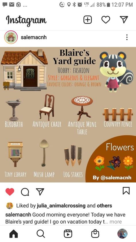 Blair Animal Crossing, Acnh Blaire Yard Ideas, Acnh Guidebook, Acnh Villager Yard Guide, Acnh Yard Guide, Acnh Cute Island Inspiration, Villagers Acnh, Acnh Characters, Ac Villager