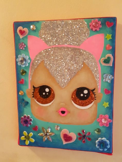 Barbie Doll Painting On Canvas, Lol Doll Drawings, Lol Doll Painting Canvas, Lol Doll Cross Stitch Pattern, Lol Omg Repaint, Doll Painting, Lol Dolls, Art Quotes, Canvas Painting