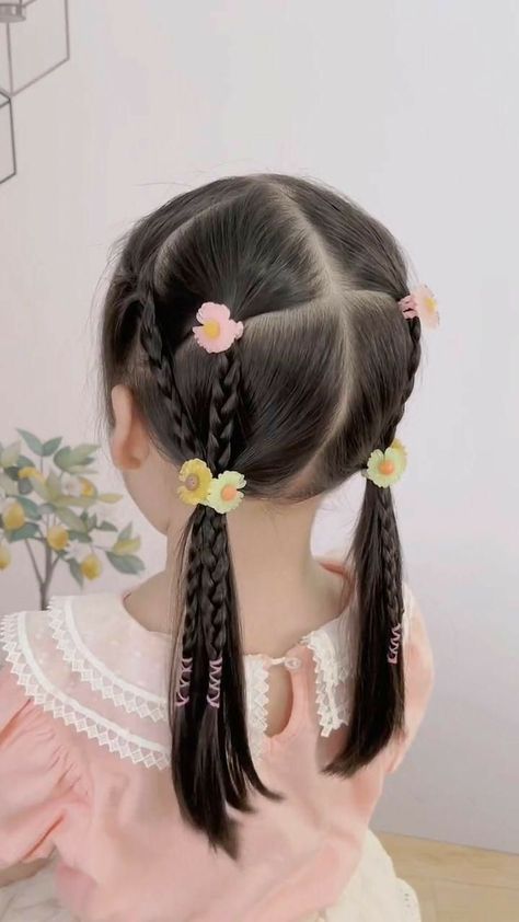 Toddler Hairstyles Girl Fine Hair, Short Hair For Kids, Kids Short Hair Styles, Hair Videos Tutorials Easy, Easy Little Girl Hairstyles, Girl Hair Dos, Girls Hairstyles Easy, Beautiful Braided Hair, Toddler Hairstyles Girl