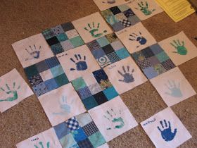 Handprint Quilt, Family Quilt, Handprint Keepsake, School Auction, Auction Projects, Keepsake Quilting, Memory Quilt, Handprint Art, Family Crafts