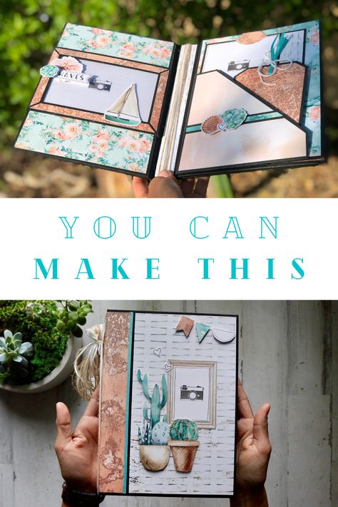 DIY Crafts Scrapbook mini album folio cactus paper crafts handmade from scratch tutorial class Mini Album Tutorial Templates, Mini Album Page Ideas, Mini Album Template, Scrapbook Album Cover, Diy Mini Album Tutorial, Scrapbook Albums Tutorial, Pregnancy Scrapbook, Scrapbook Planning, Diy Mini Album